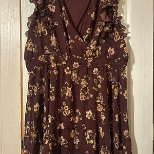 Maurices Floral Midi Dress - Brown and Pink